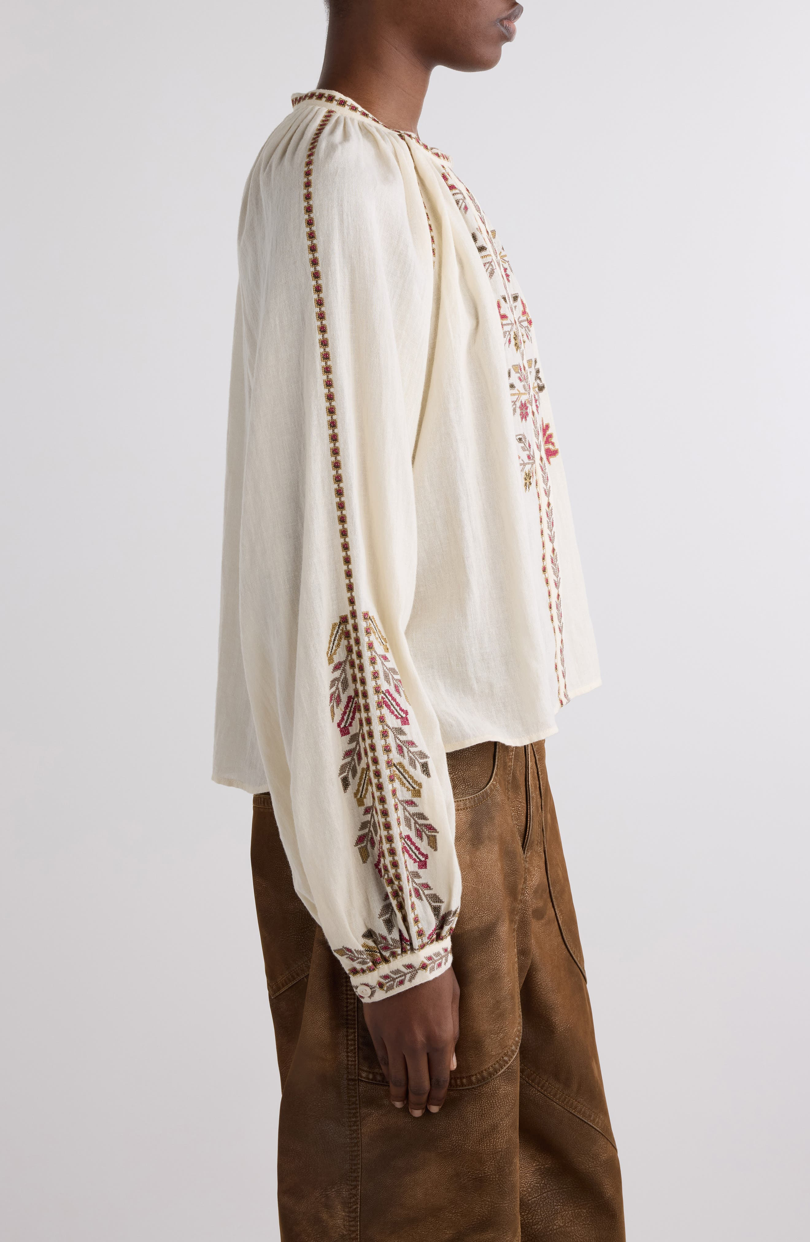 Isabel Marant Étoile Lynne Embroidered Top in Ecru at Nordstrom - 4
