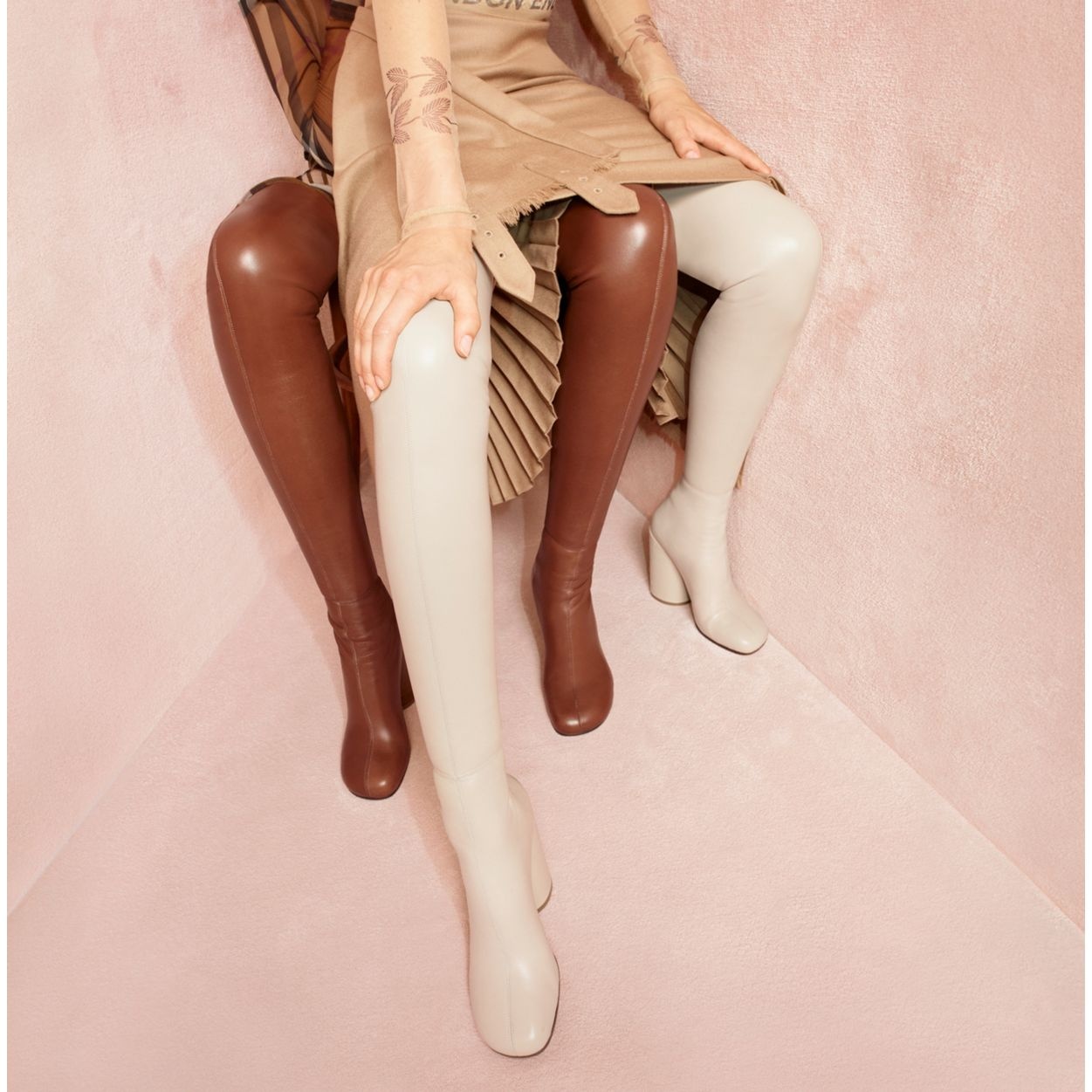 Leather Over-the-knee Sock Boots - 7