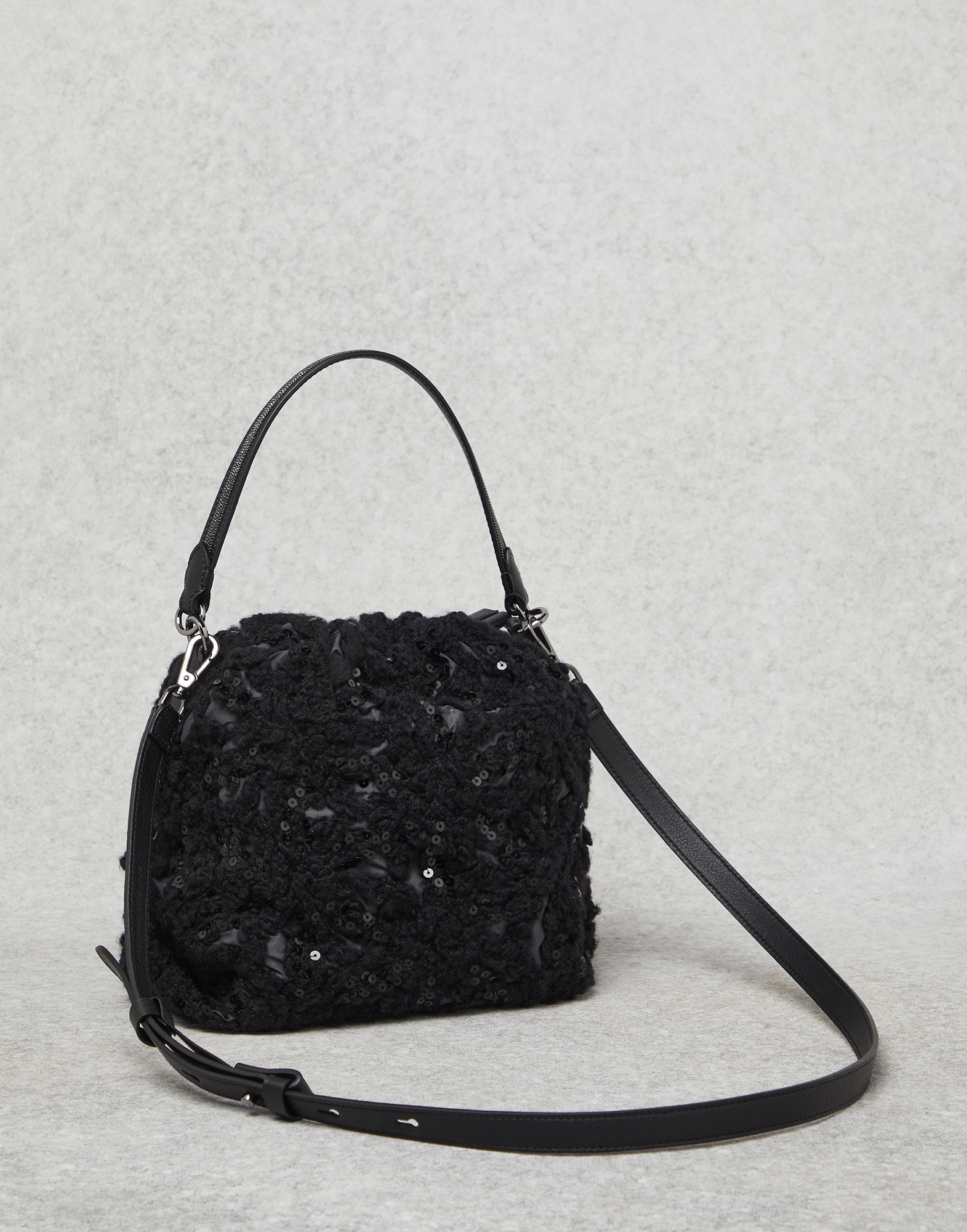 Dazzling flowers embroidery bag with shiny handle - 2