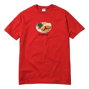 Supreme SS18 Chicken Dinner Tee Red Food Printing Short Sleeve Unisex SUP-SS18-0060 - 1