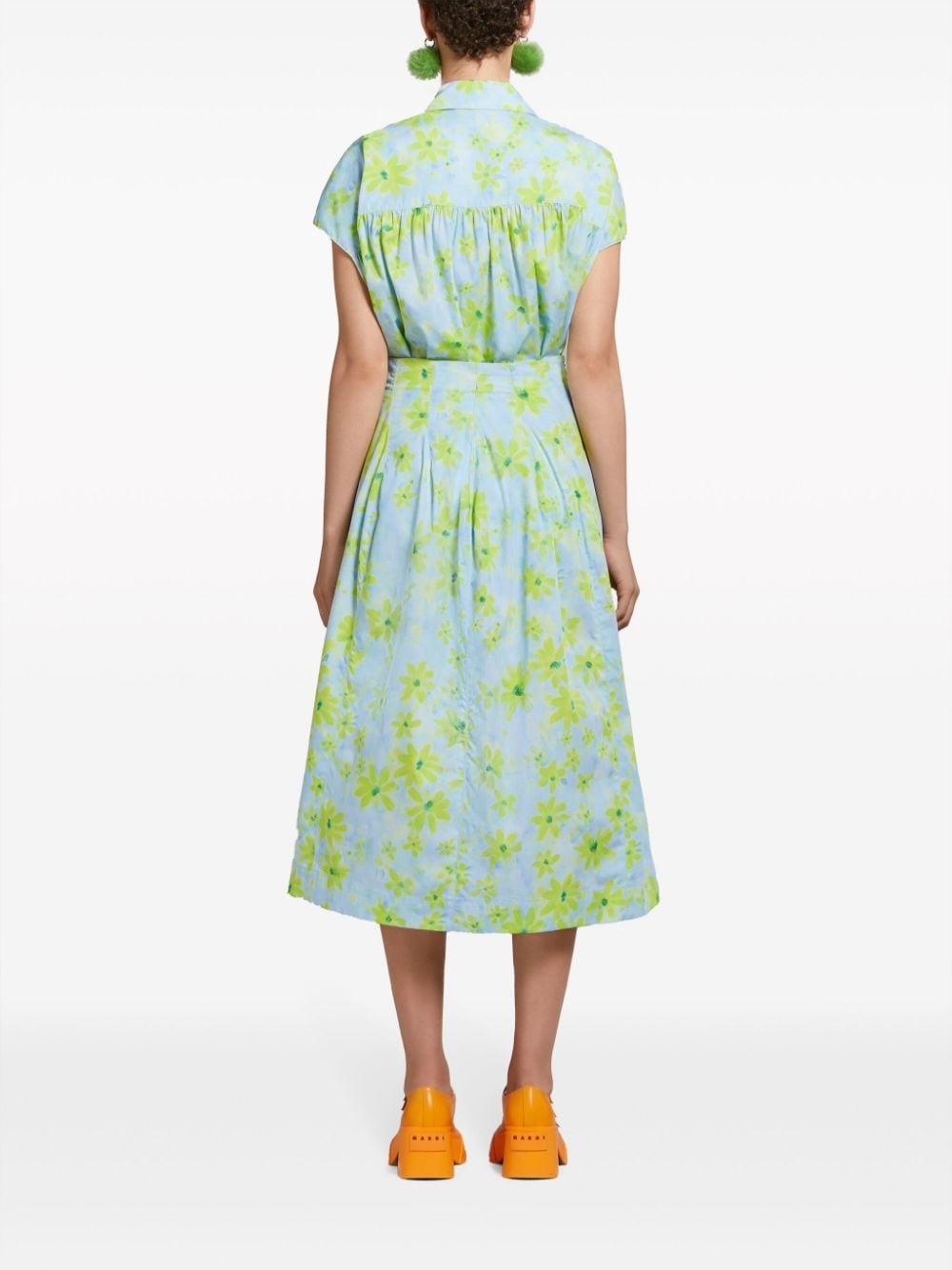 A-line floral-print cotton midi skirt - 4
