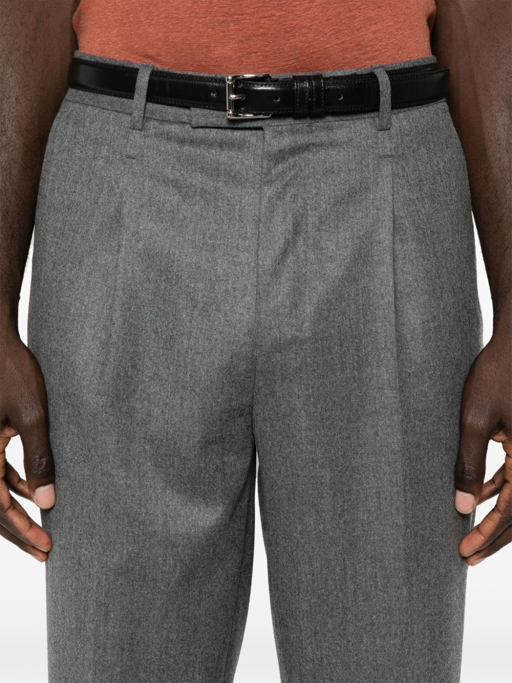 slim-cut wool trousers - 5