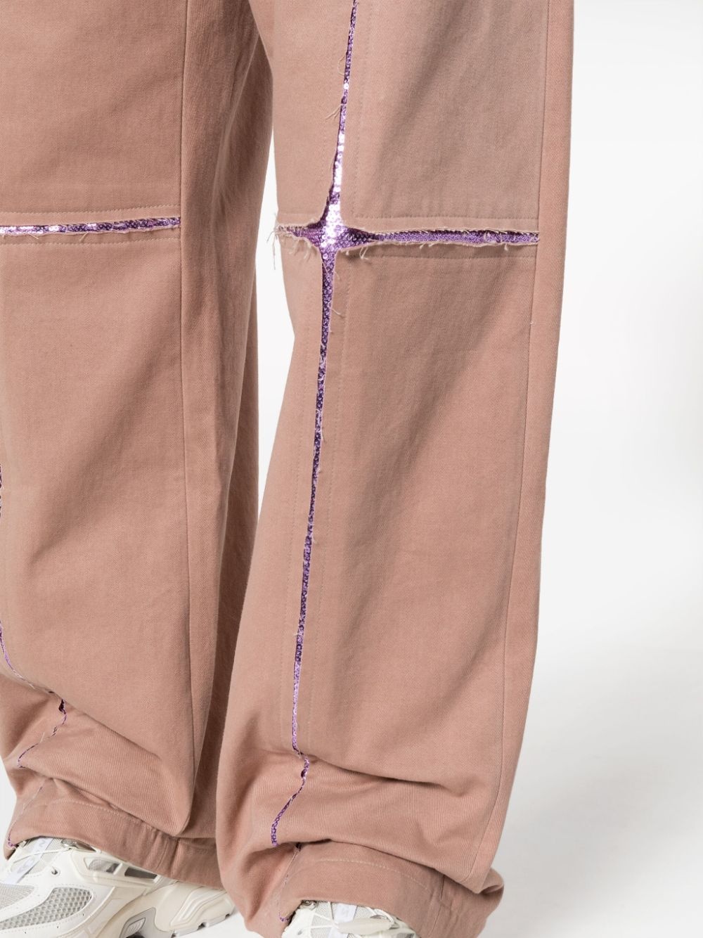 metallic ripped cotton trousers - 5