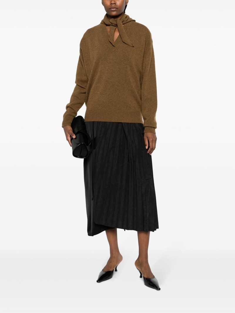 Plan C attached-scarf ribbed-knit jumper outlook