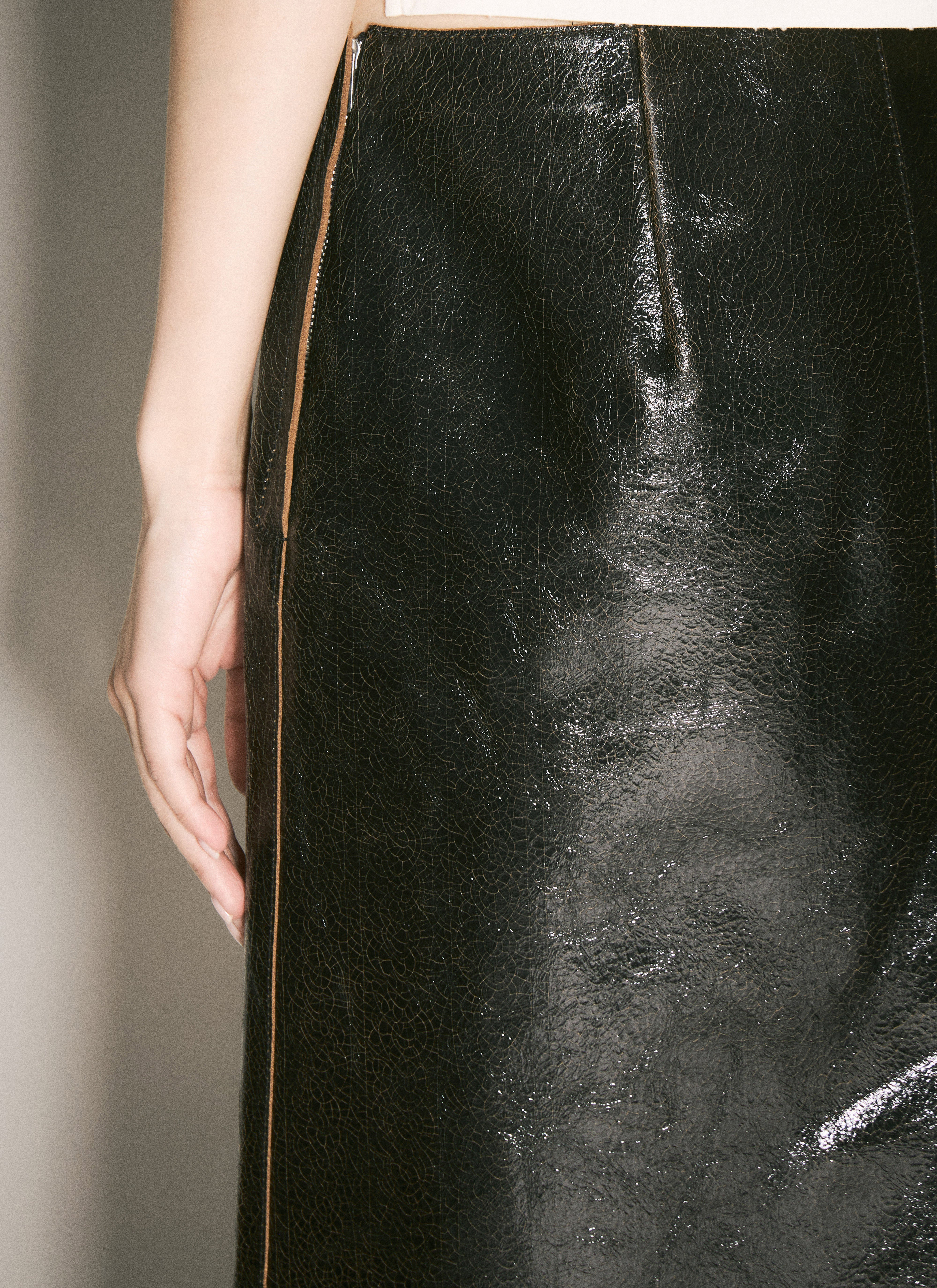 Prada Women Craquelé Leather Skirt - 6