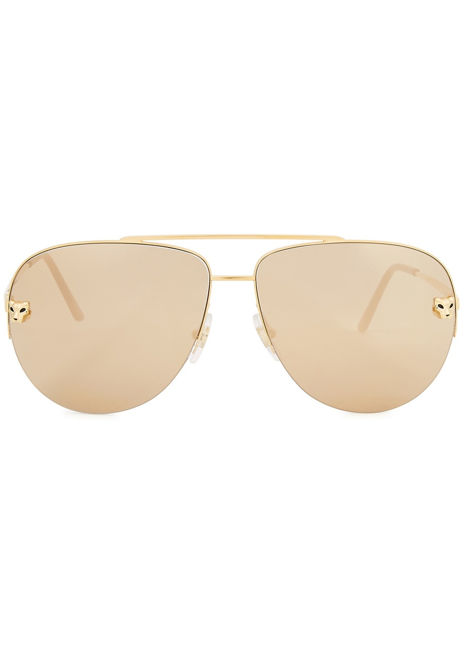 Cartier Panthère De Cartier Gold-tone Mirror Aviator-style Sunglasses - 2