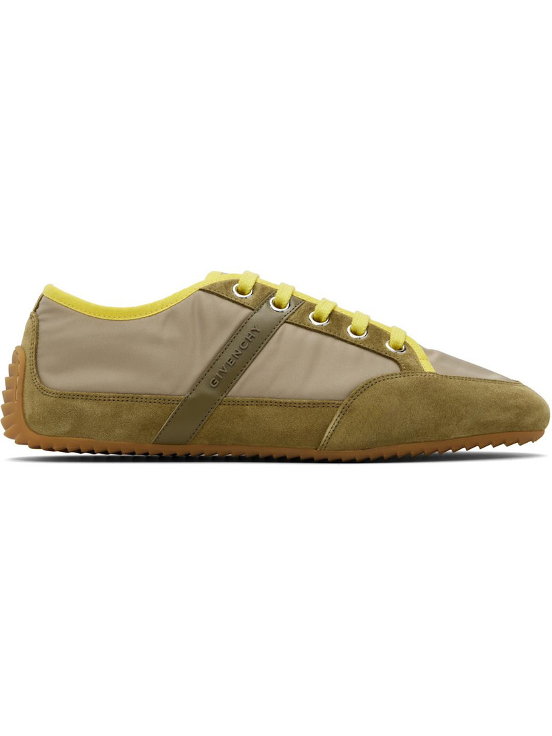 Khaki & Yellow Slim Sneakers 1
