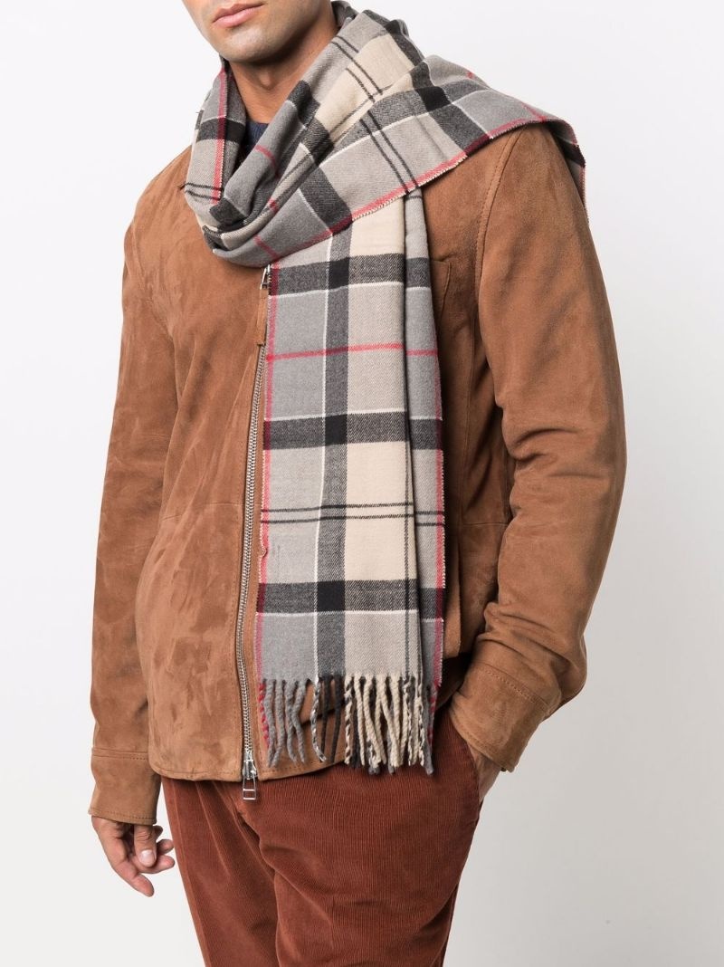 plaid-check fringed scarf - 2