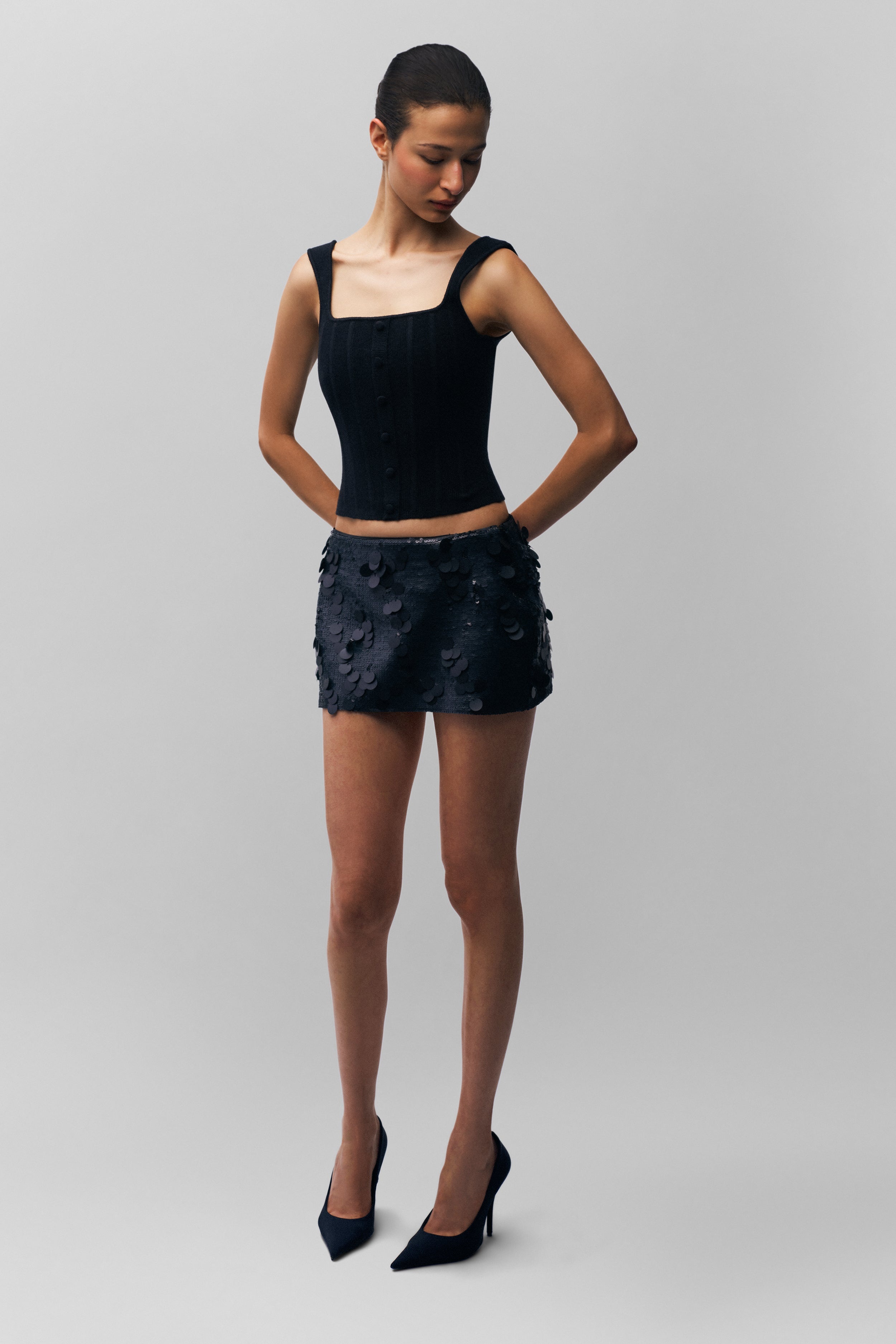 LOW RISE PAILLETTE SKIRT - 4
