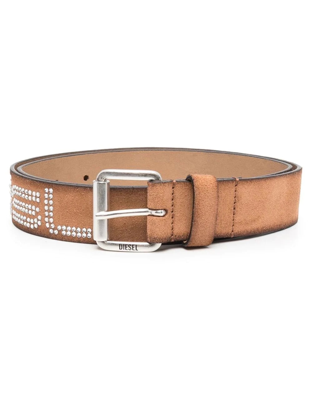 crystal-logo leather belt - 1