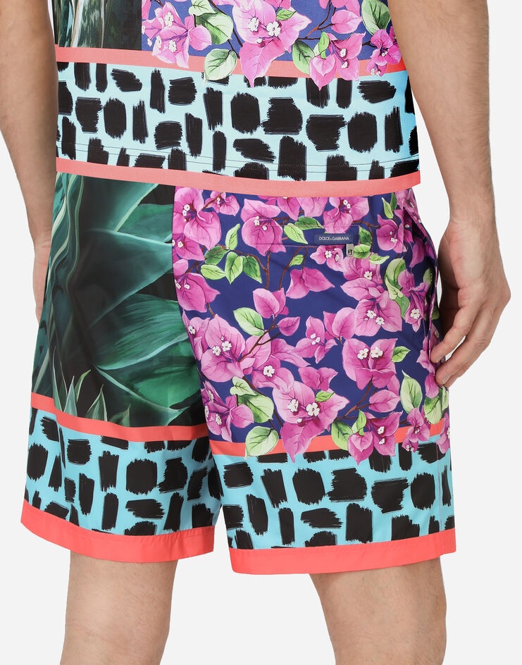 Mid-length swim trunks with jungle mix print - 7