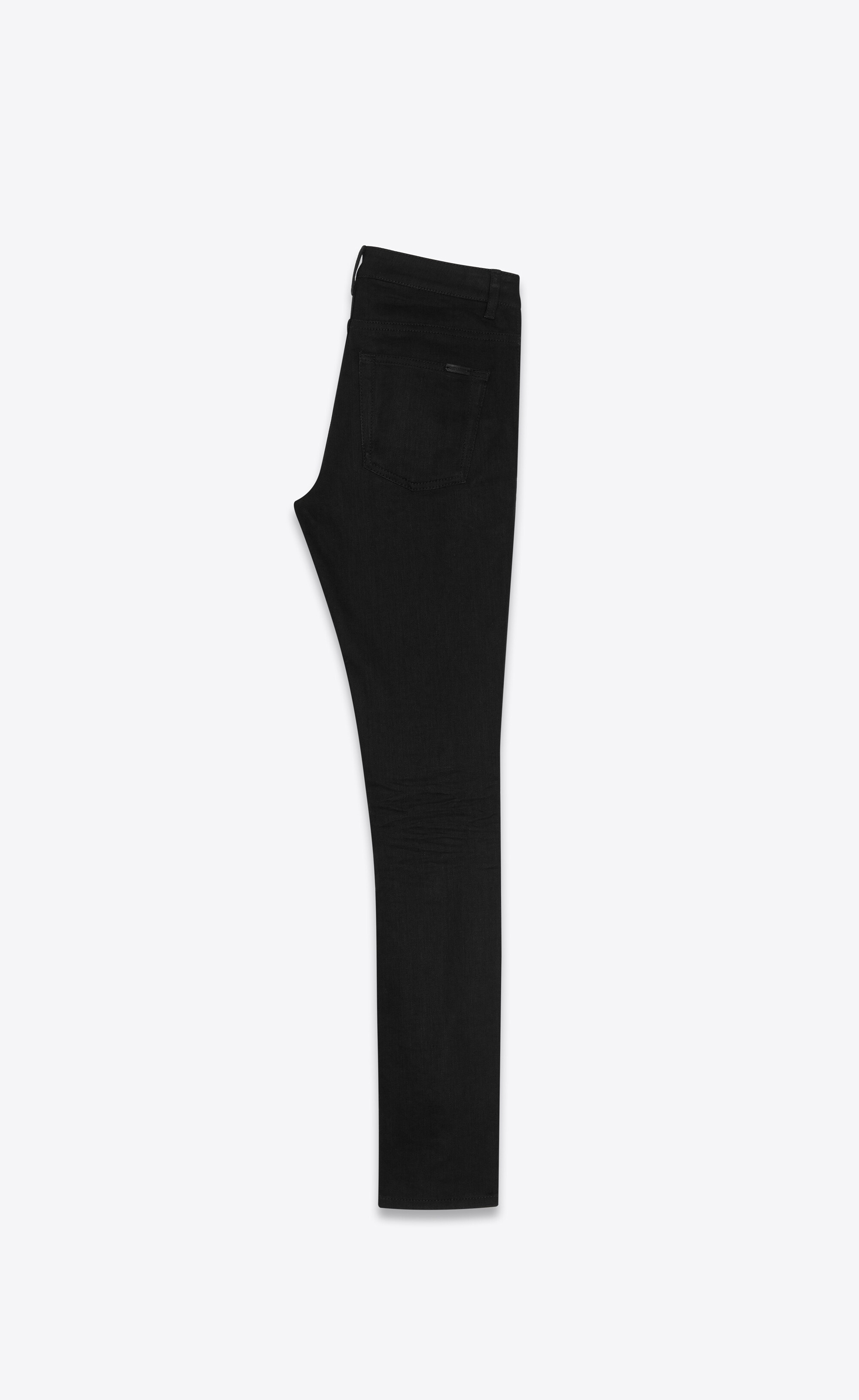 skinny-fit jeans in used black denim - 2