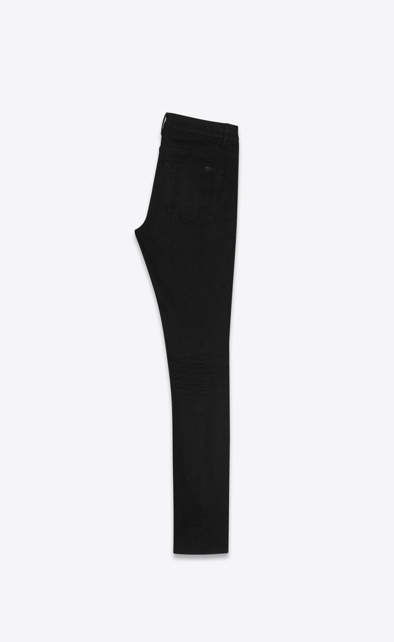 SAINT LAURENT skinny-fit jeans in used black denim outlook