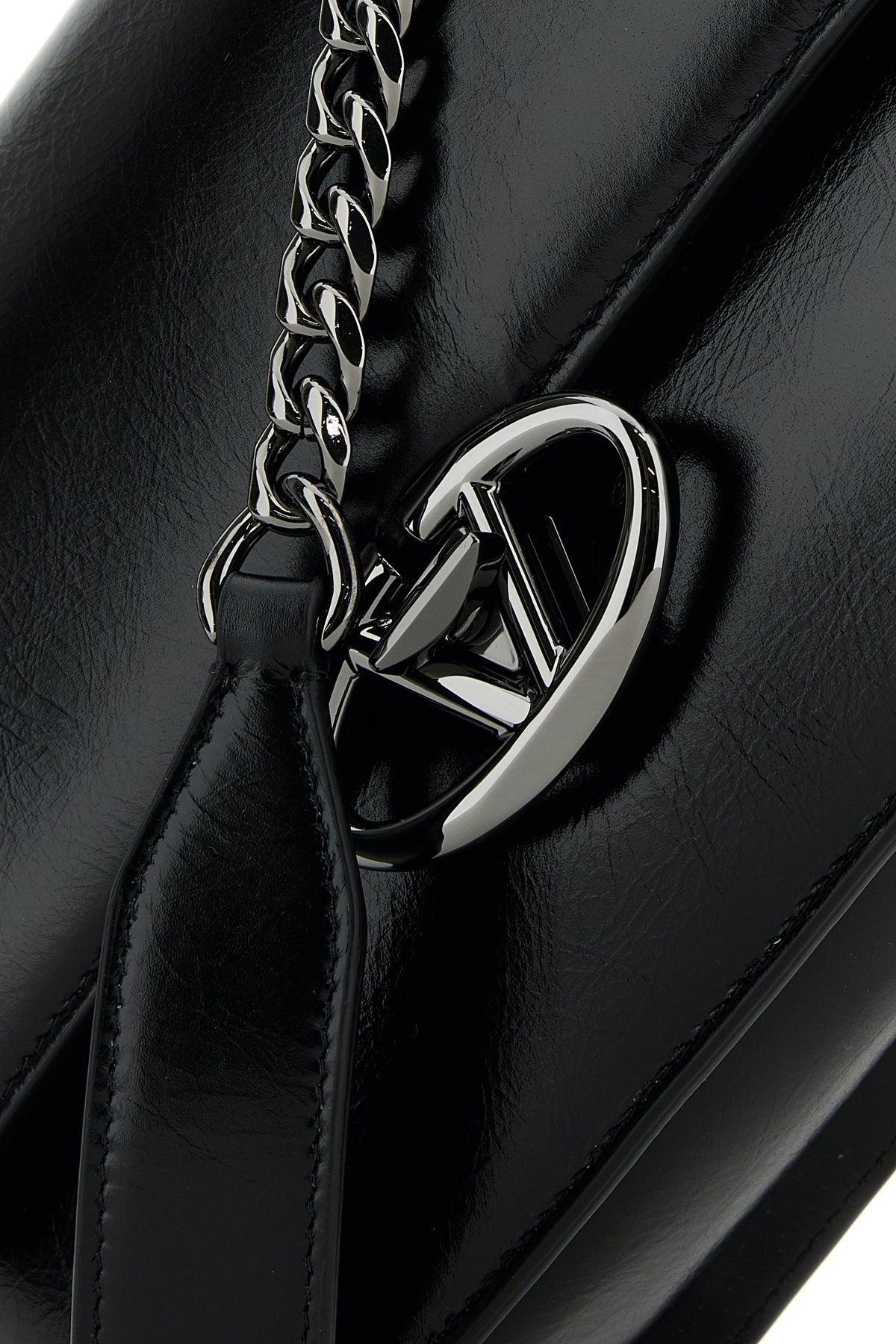Black leather small VLogo shoulder bag - 4