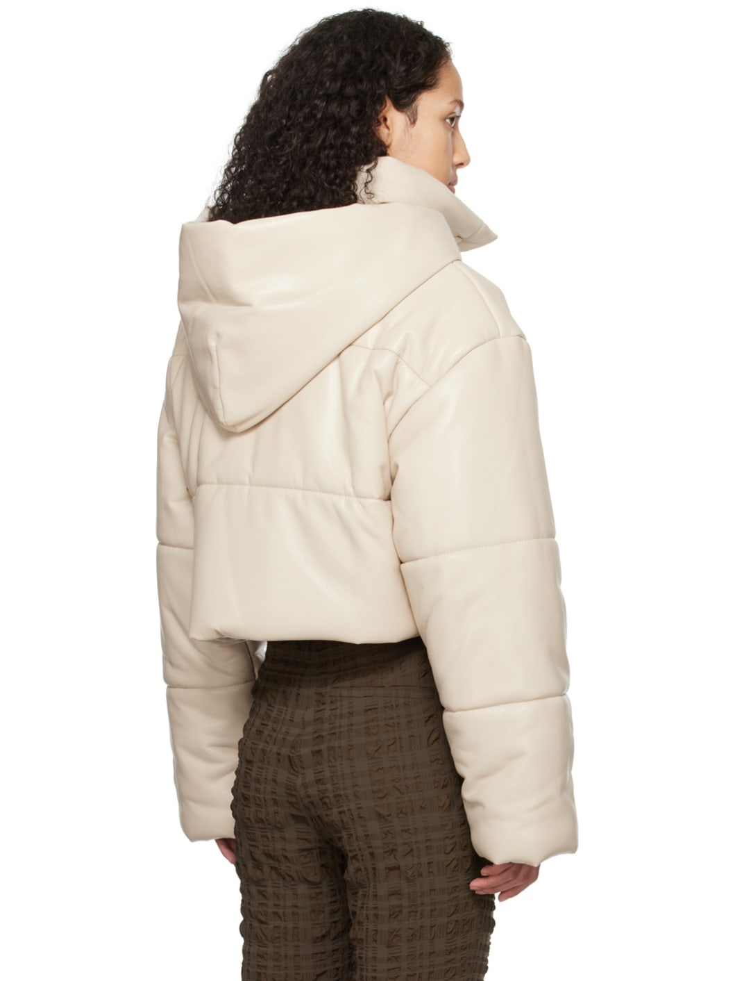 Beige Aveline Vegan Leather Jacket - 3