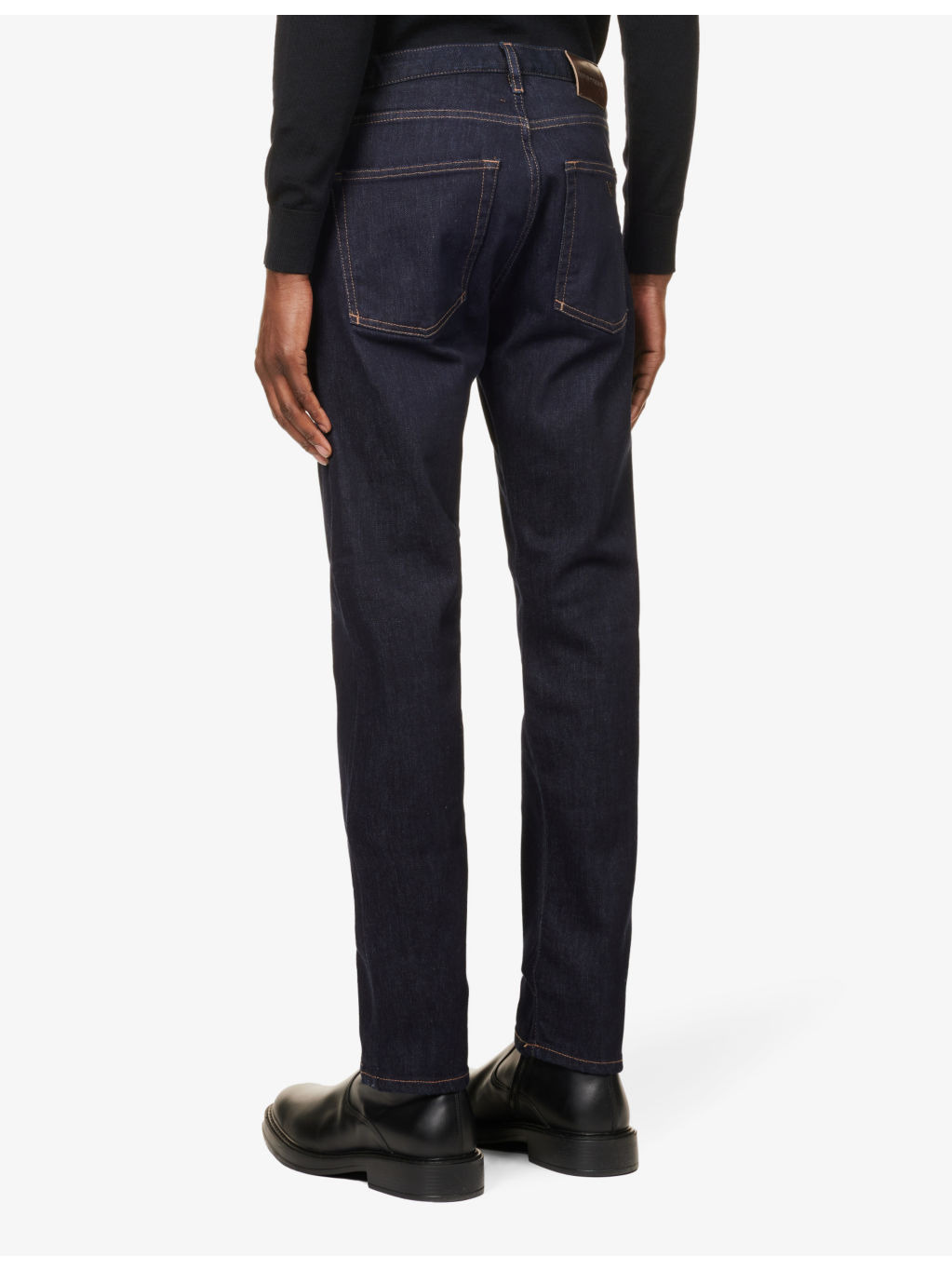 Belt-loop five-pocket regular-fit straight-leg stretch-denim jeans - 4