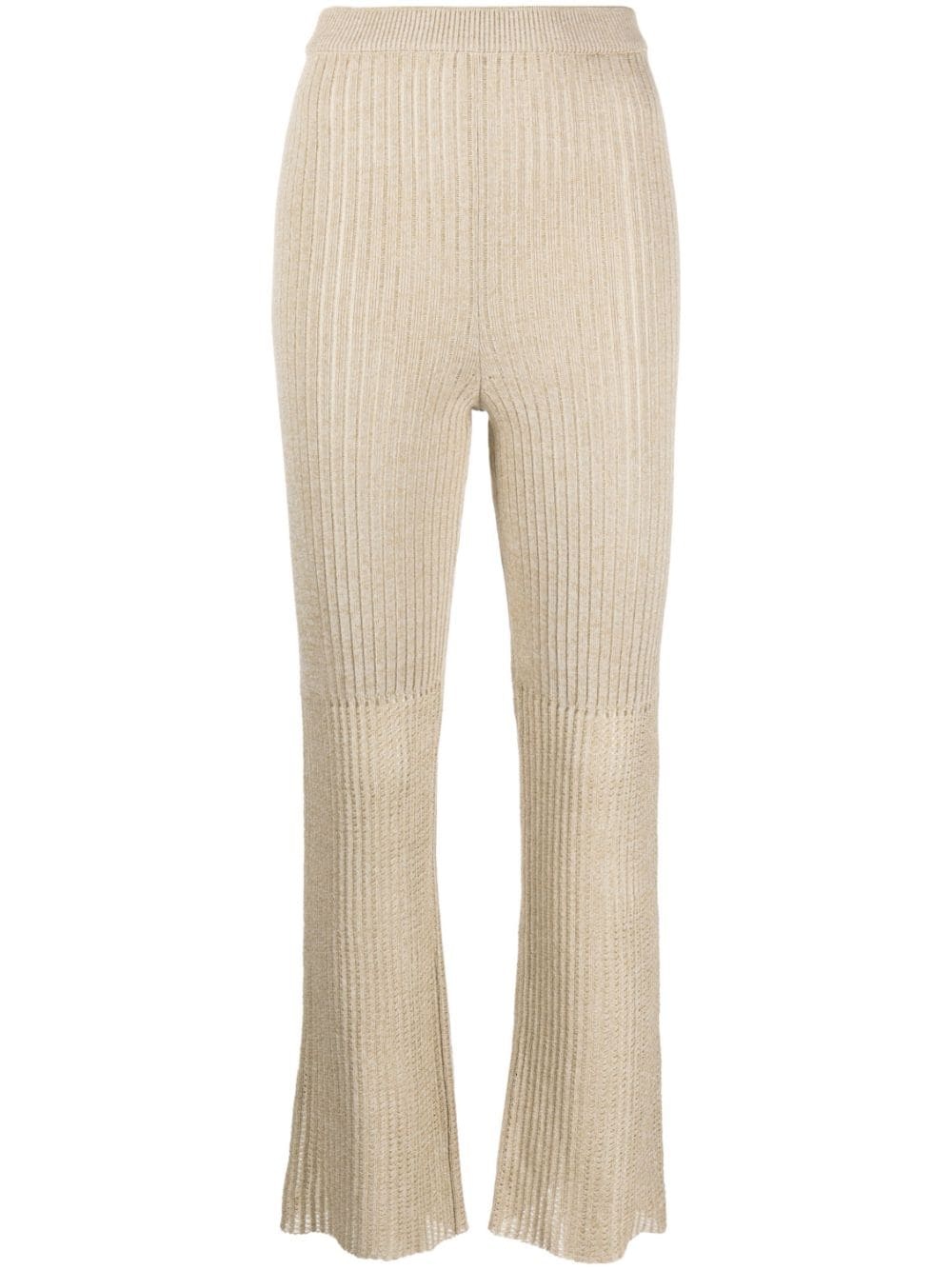 high-waisted ribbed-knit trousers - 1