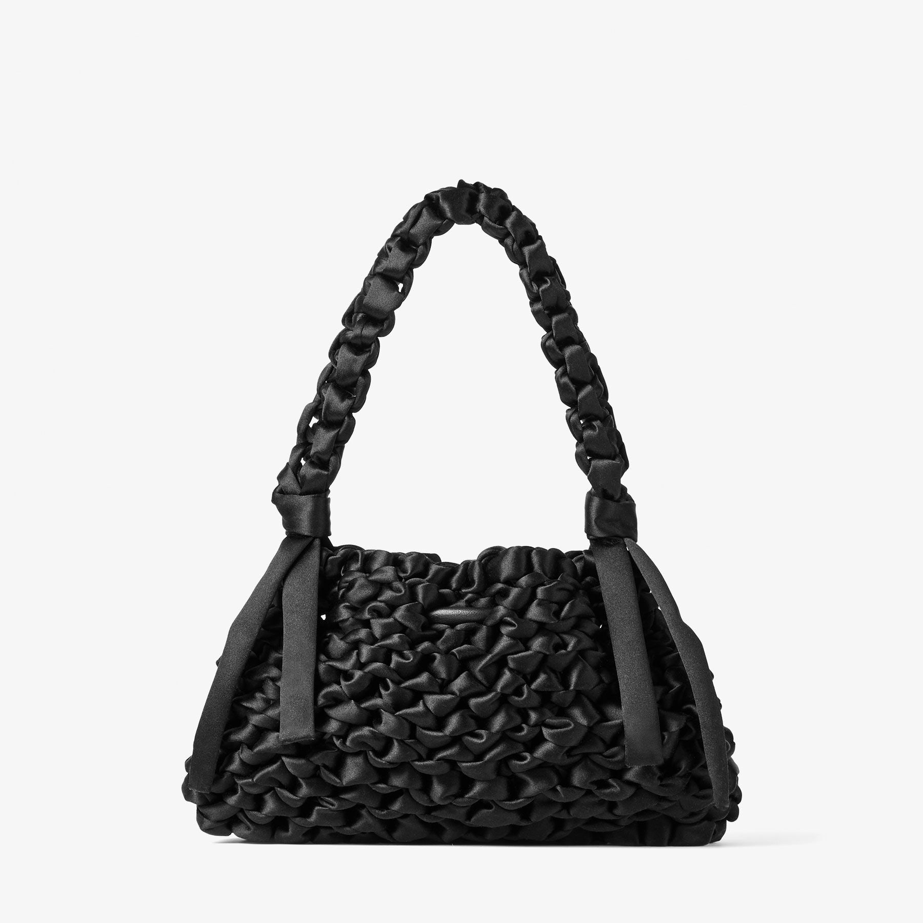 Cinch S
Black Woven Satin Shoulder Bag - 5