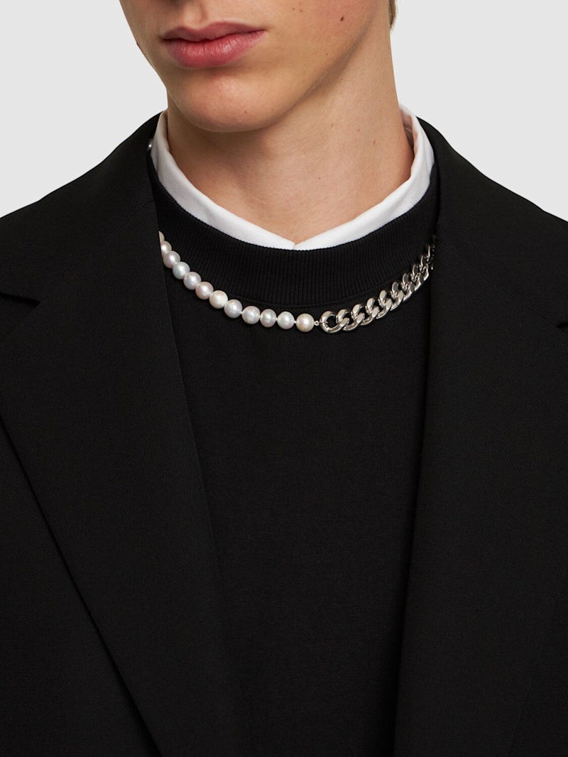 Jil Sander Chain necklace w/ faux pearls outlook