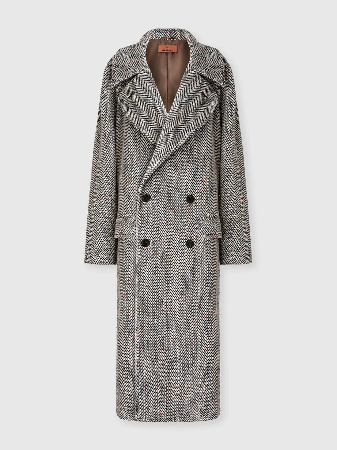 Long herringbone knit coat - 1