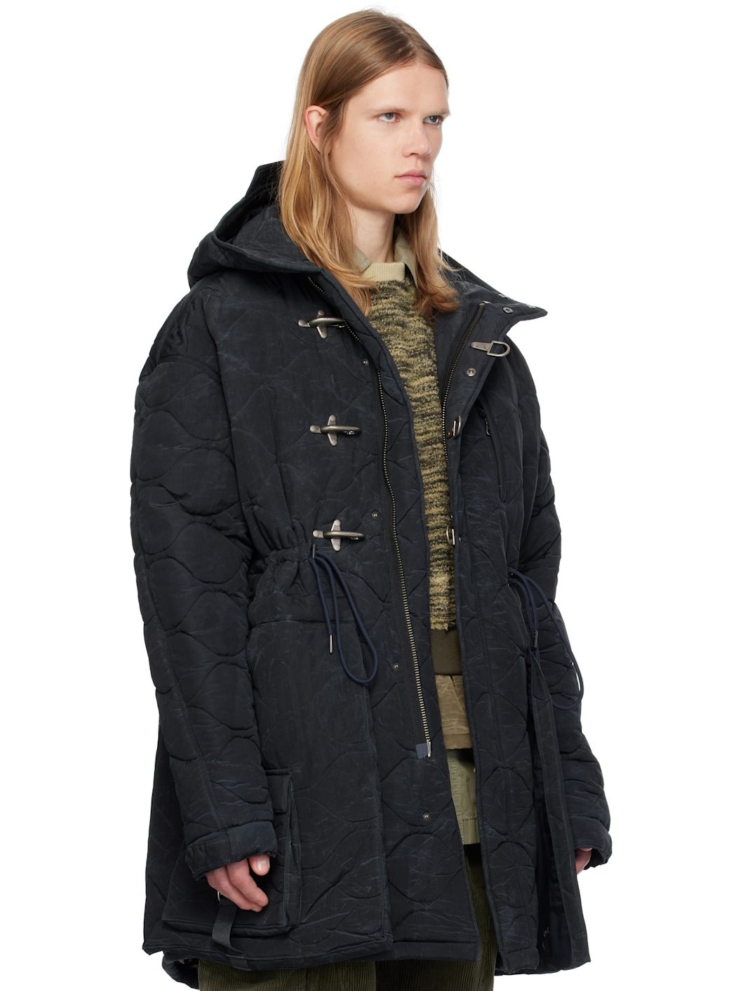 Black Lace-Up Fishtail Parka - 2
