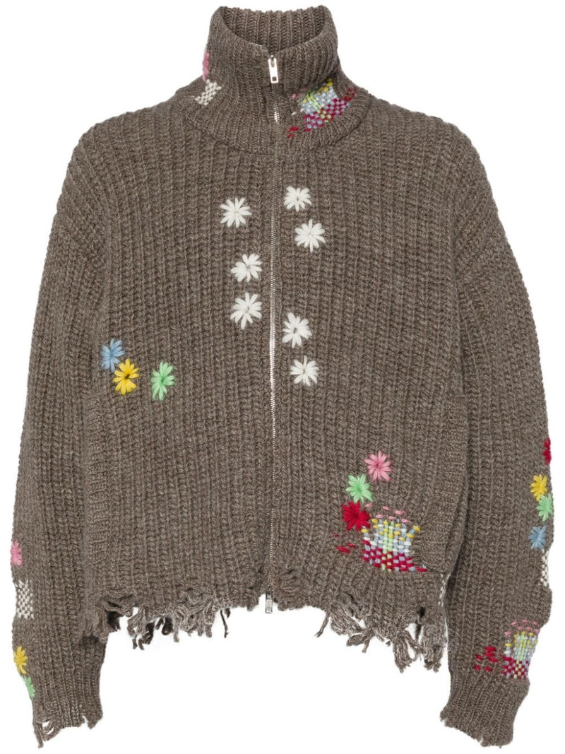 embroidered cardigan - 1