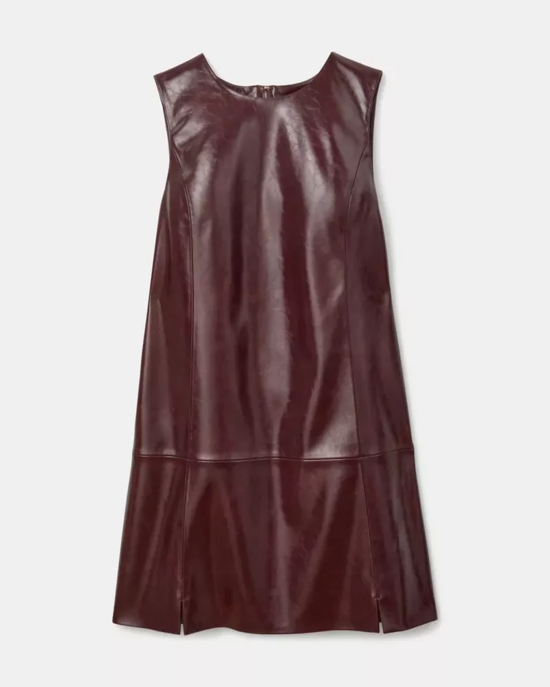 Glazed Faux Leather Shift Dress - 1