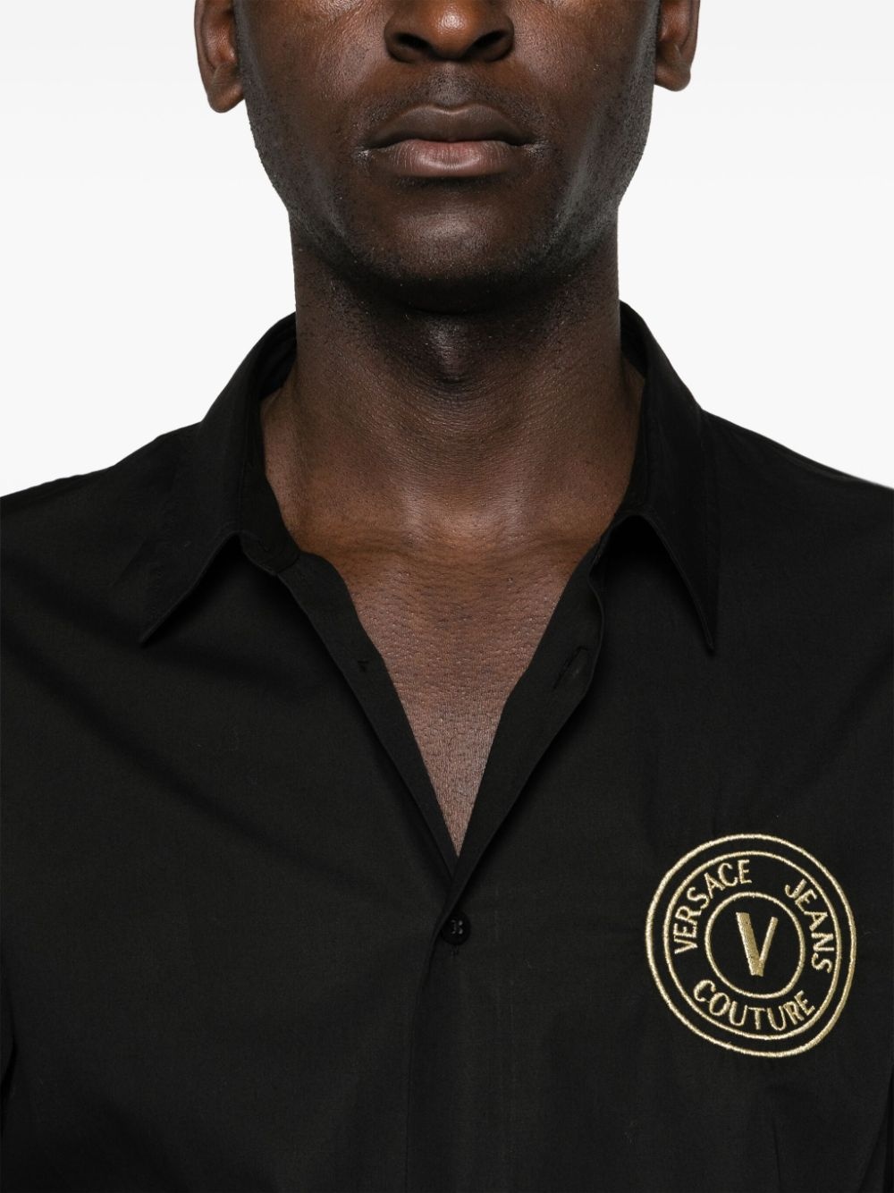 logo-embroidered cotton shirt - 5
