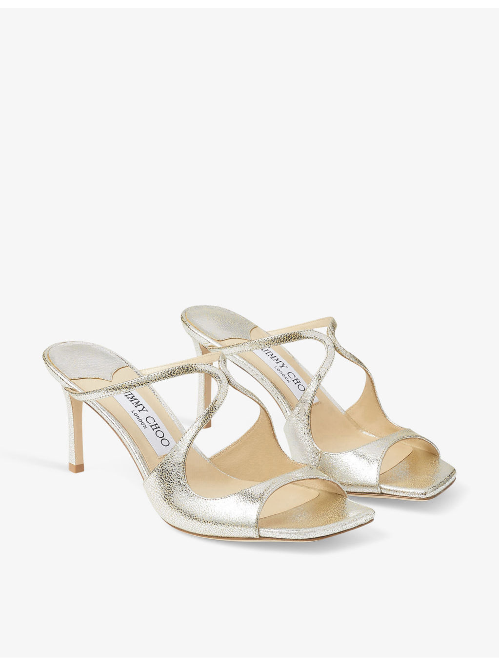 Anise 75 glitter-effect leather heeled sandals - 3