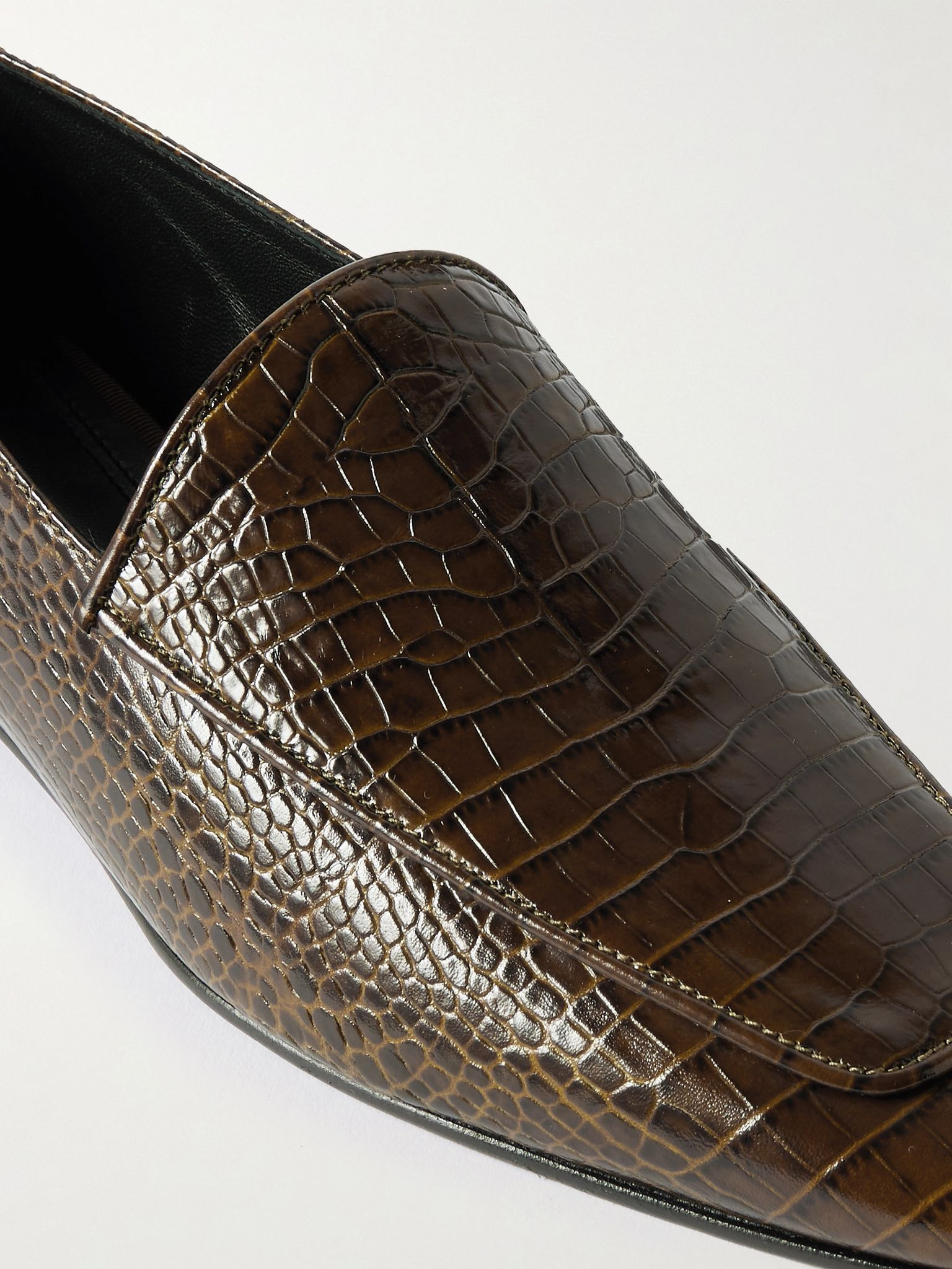 Cora croc-effect leather loafers Green - 4