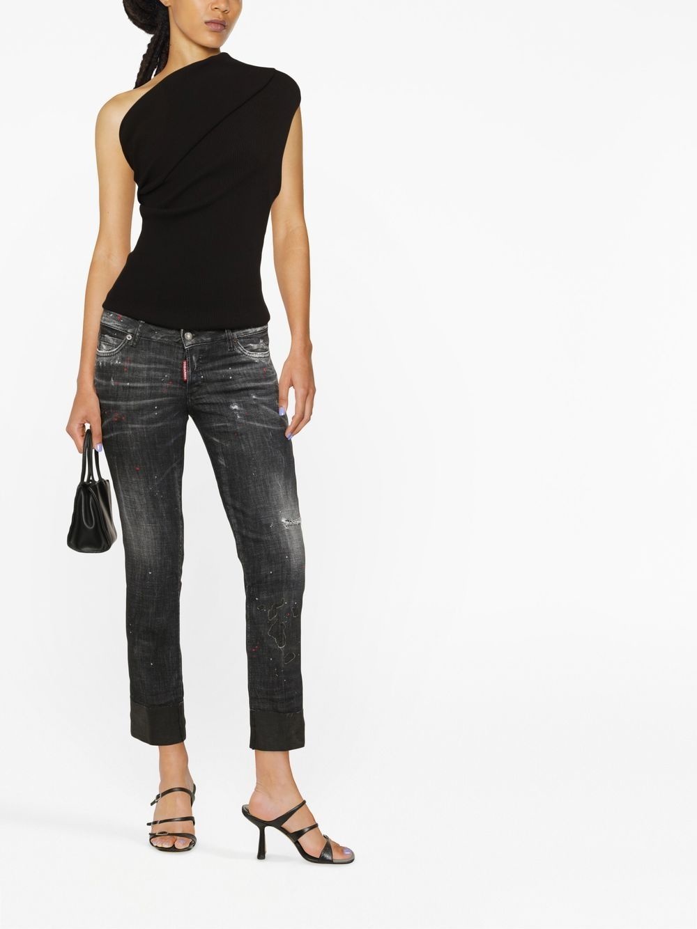 splatter-detailed cropped jeans - 2