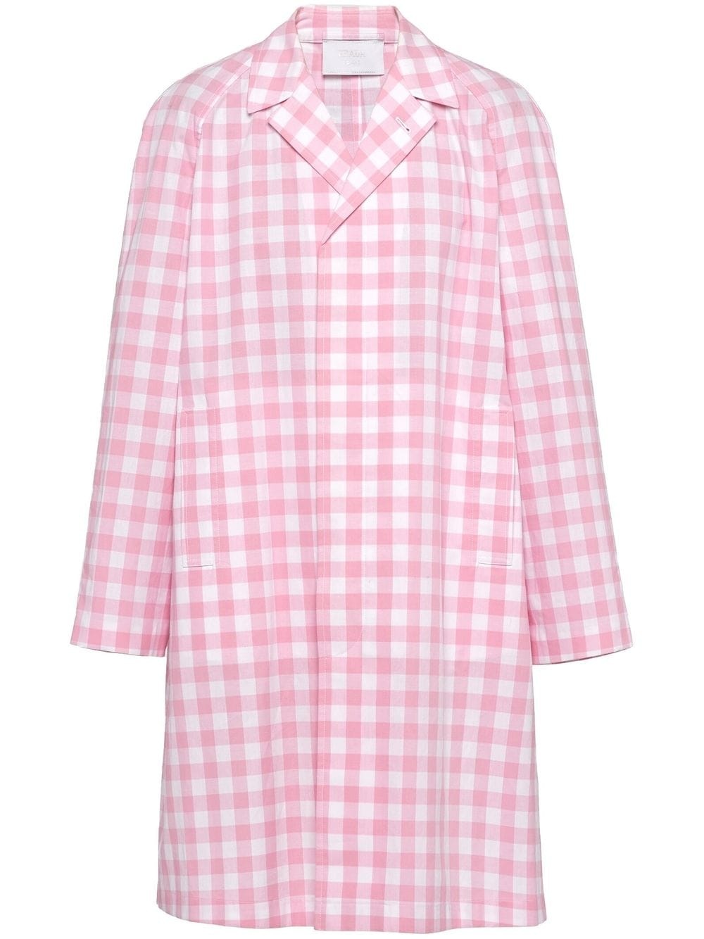 gingham-check cotton coat - 1