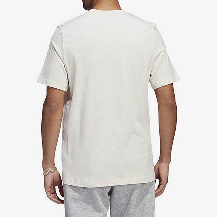 Men's adidas originals Solid Color Logo Athleisure Casual Sports Round Neck Short Sleeve Creamy Whit - 3