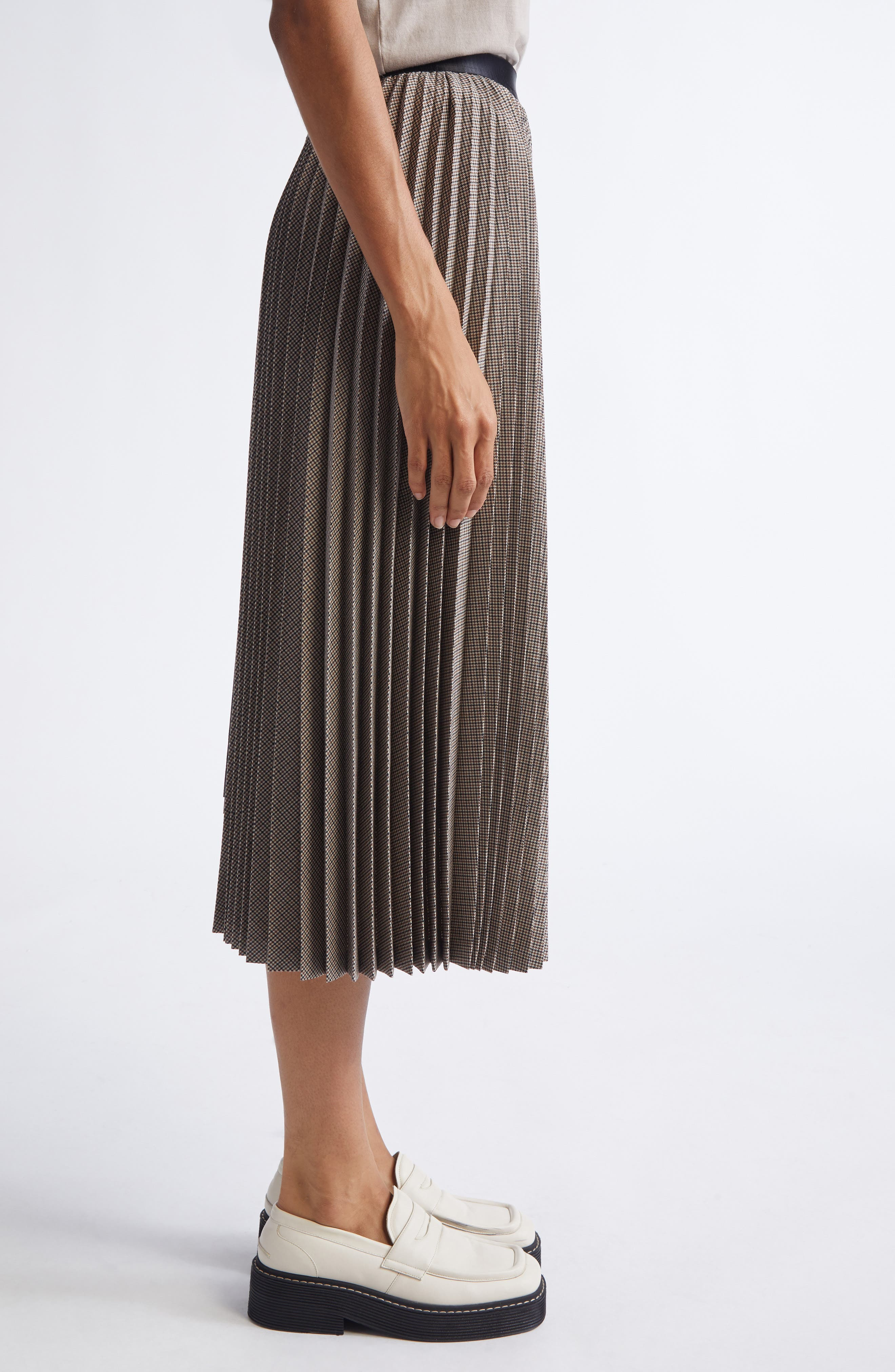 Undercover Mixed Media Skirt in Grey/Beige/Check at Nordstrom - 3