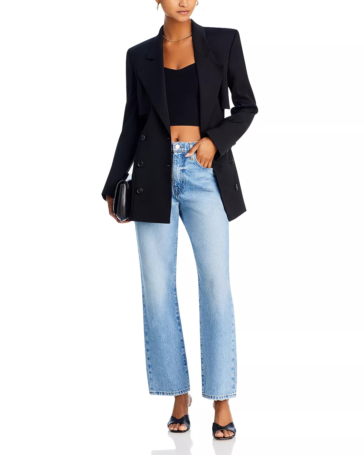 FRAME Le Jane High Rise Ankle Wide Leg Jeans in Baines Rips | REVERSIBLE