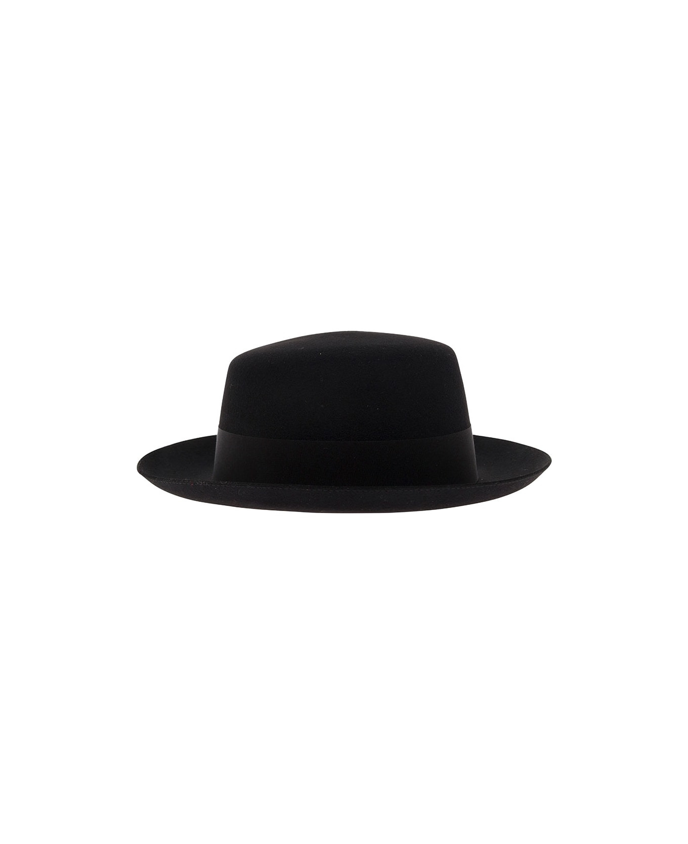 Black Fedora Hat With Logo Detail In Wool Blend Woman - 4