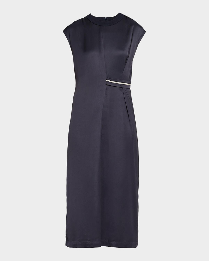 Gathered Cap-Sleeve Midi Dress 1