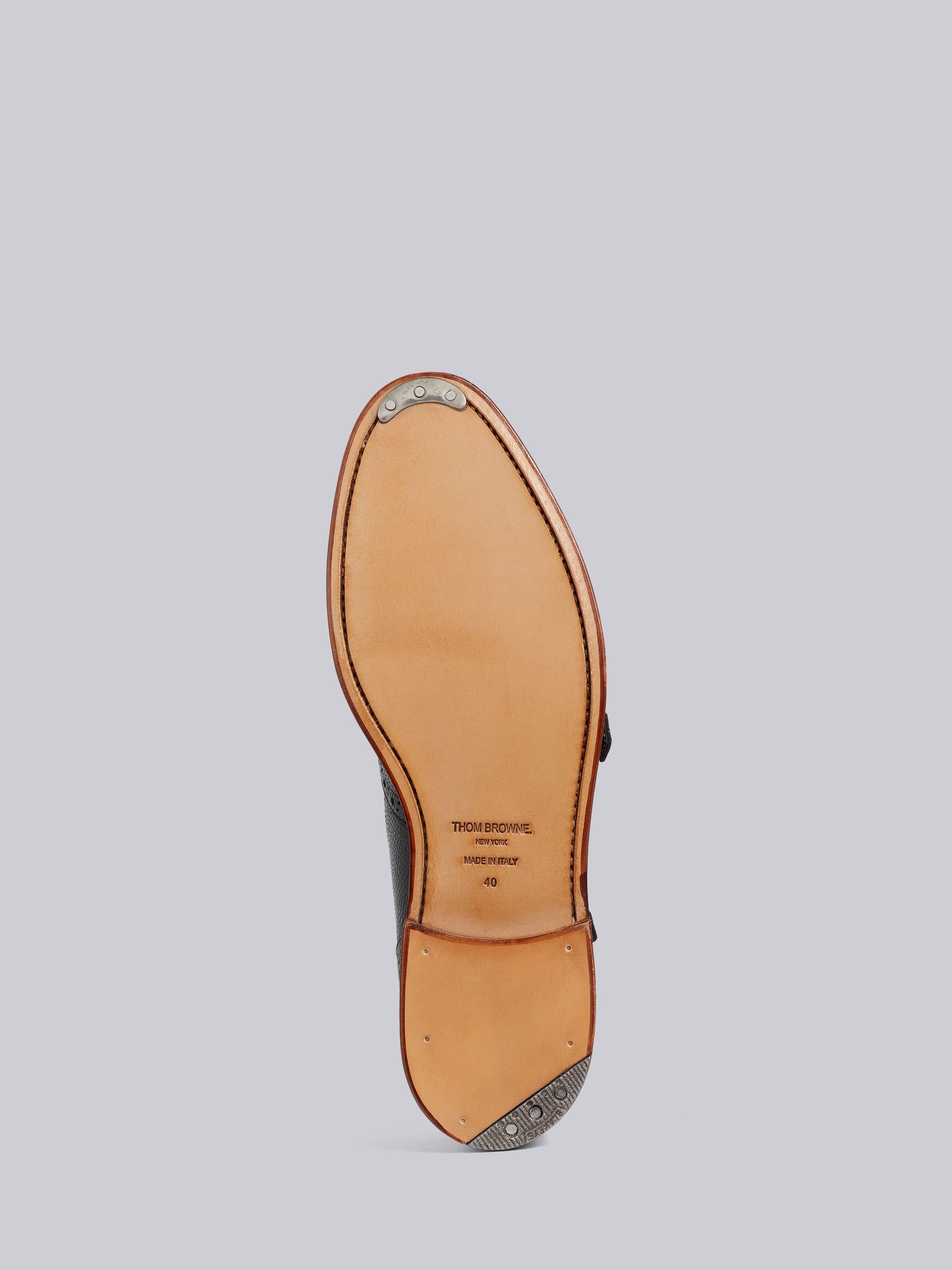 Black Pebbled Calfskin 2-Strap T-Bar Thom John - 5