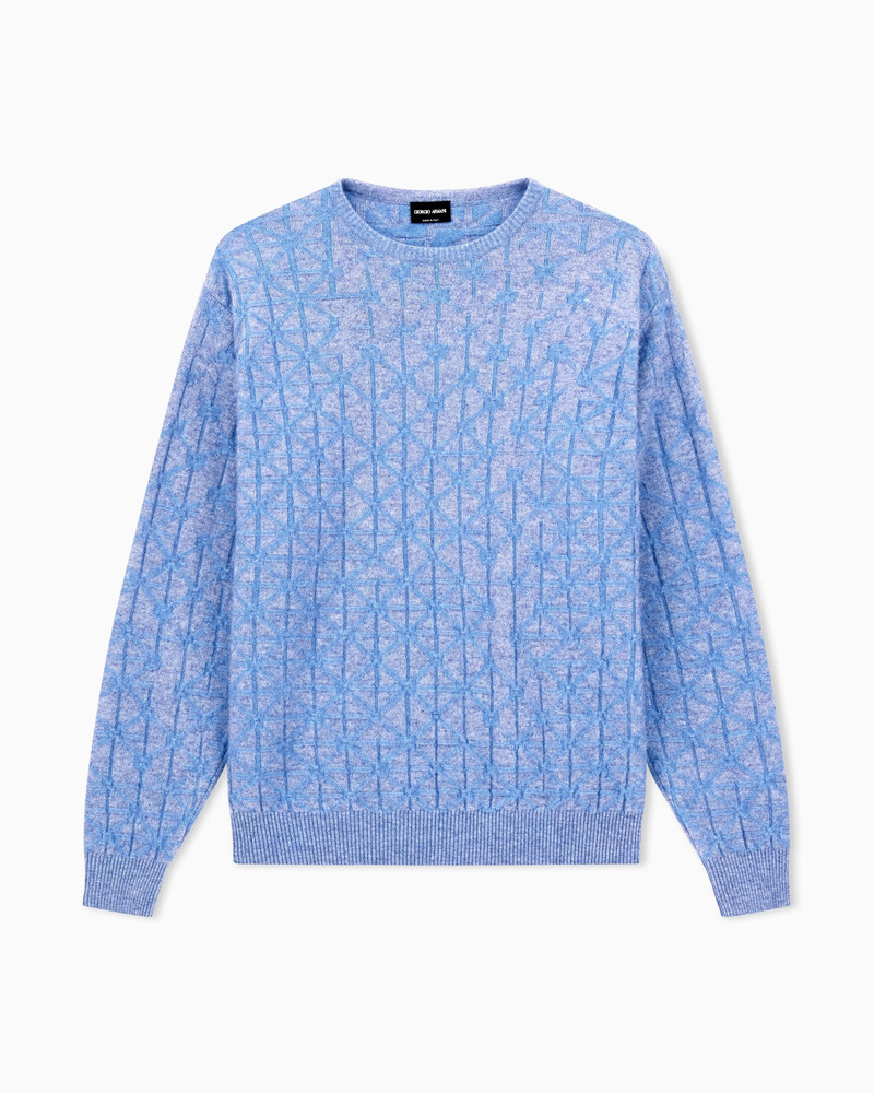 CREW-NECK JUMPER IN JACQUARD VIRGIN WOOL AND CASHMERE 1