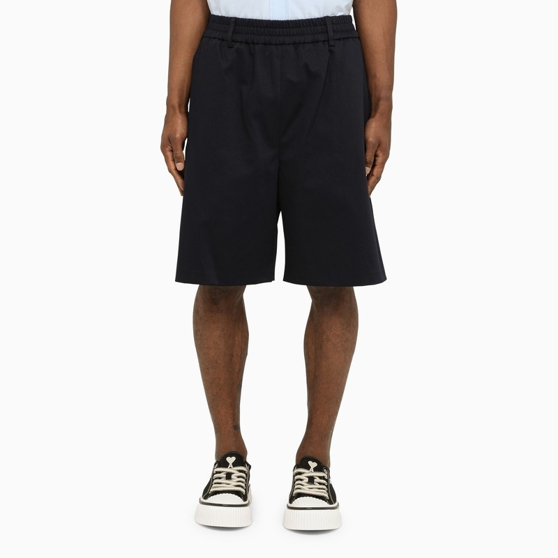 Navy cotton bermuda short - 1