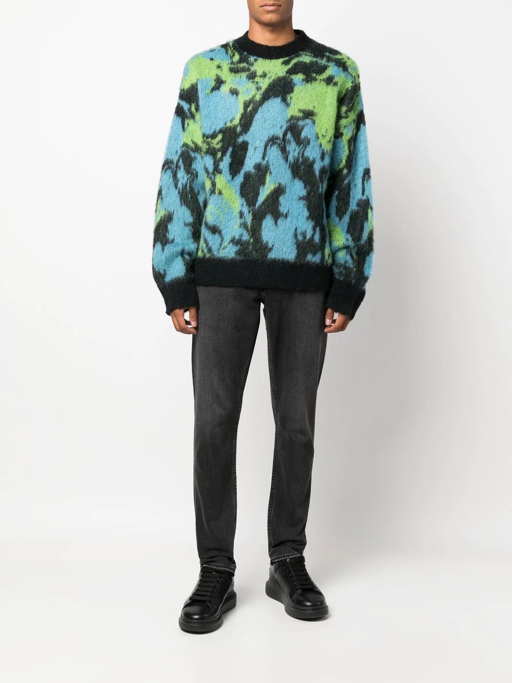 abstract print crew-neck jumper - 2