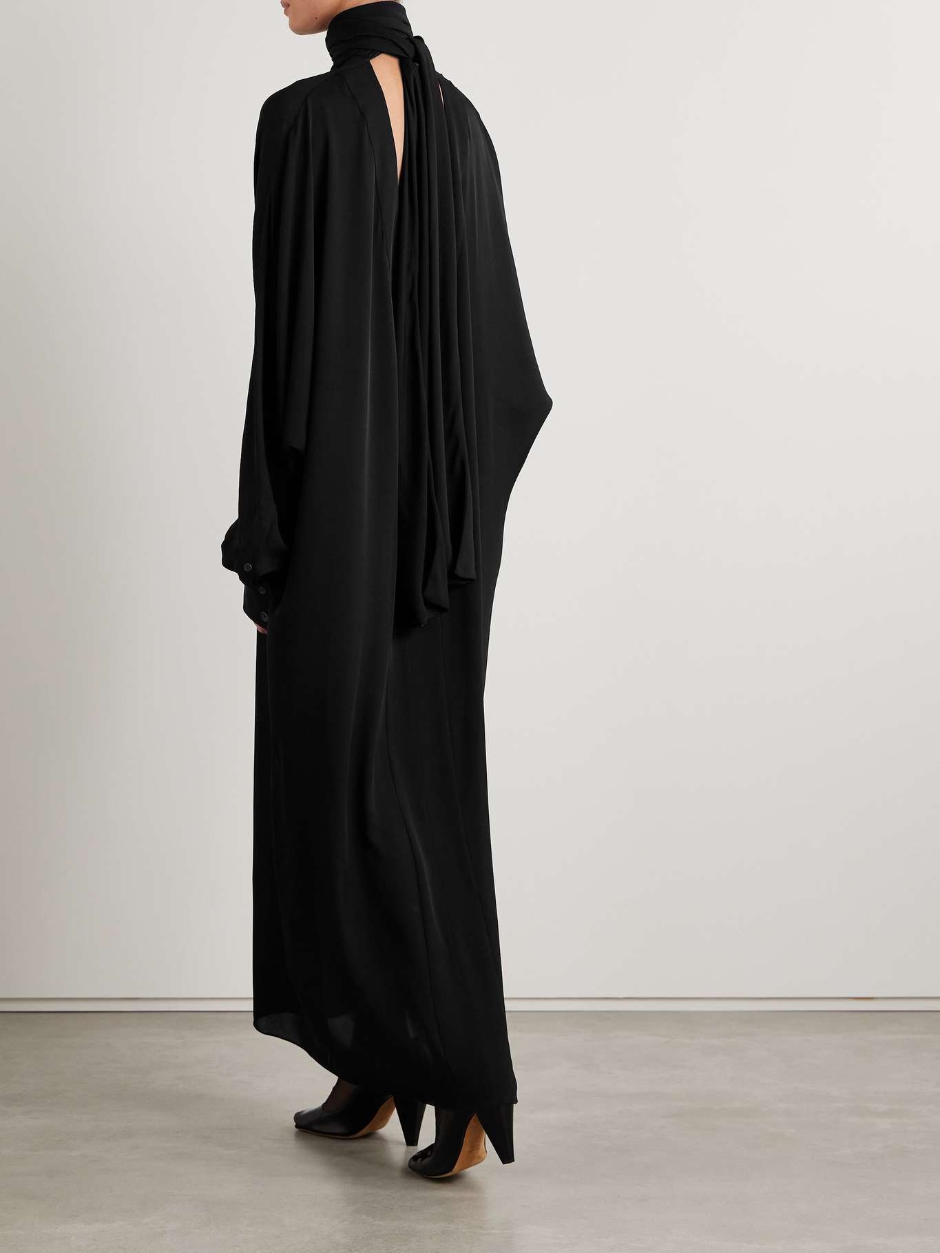 Lexi open-back tie-neck silk-chiffon turtleneck maxi dress - 3