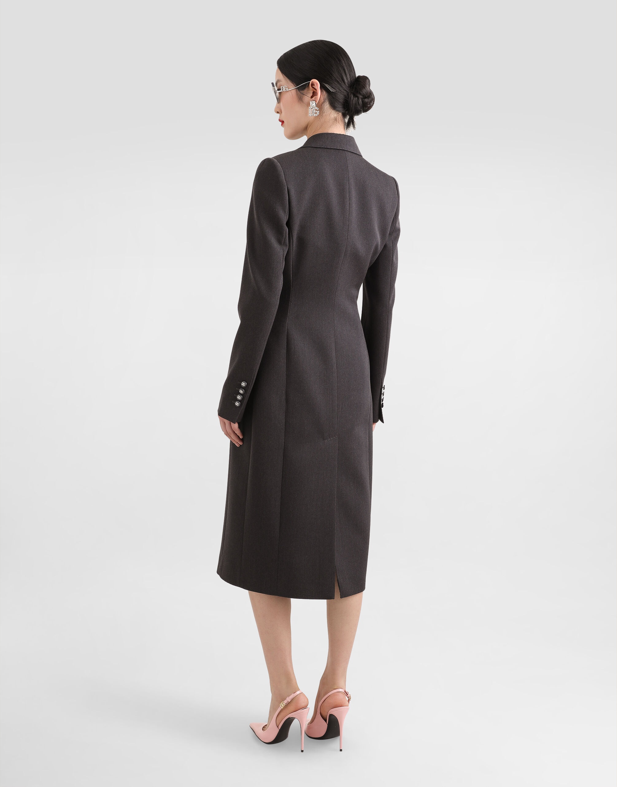 Double-breasted wool coat with DG-branded buttons - 3