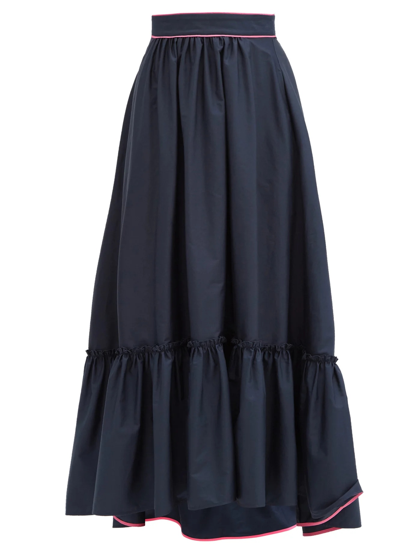 Mariana ruffled-hem cotton-poplin skirt - 1