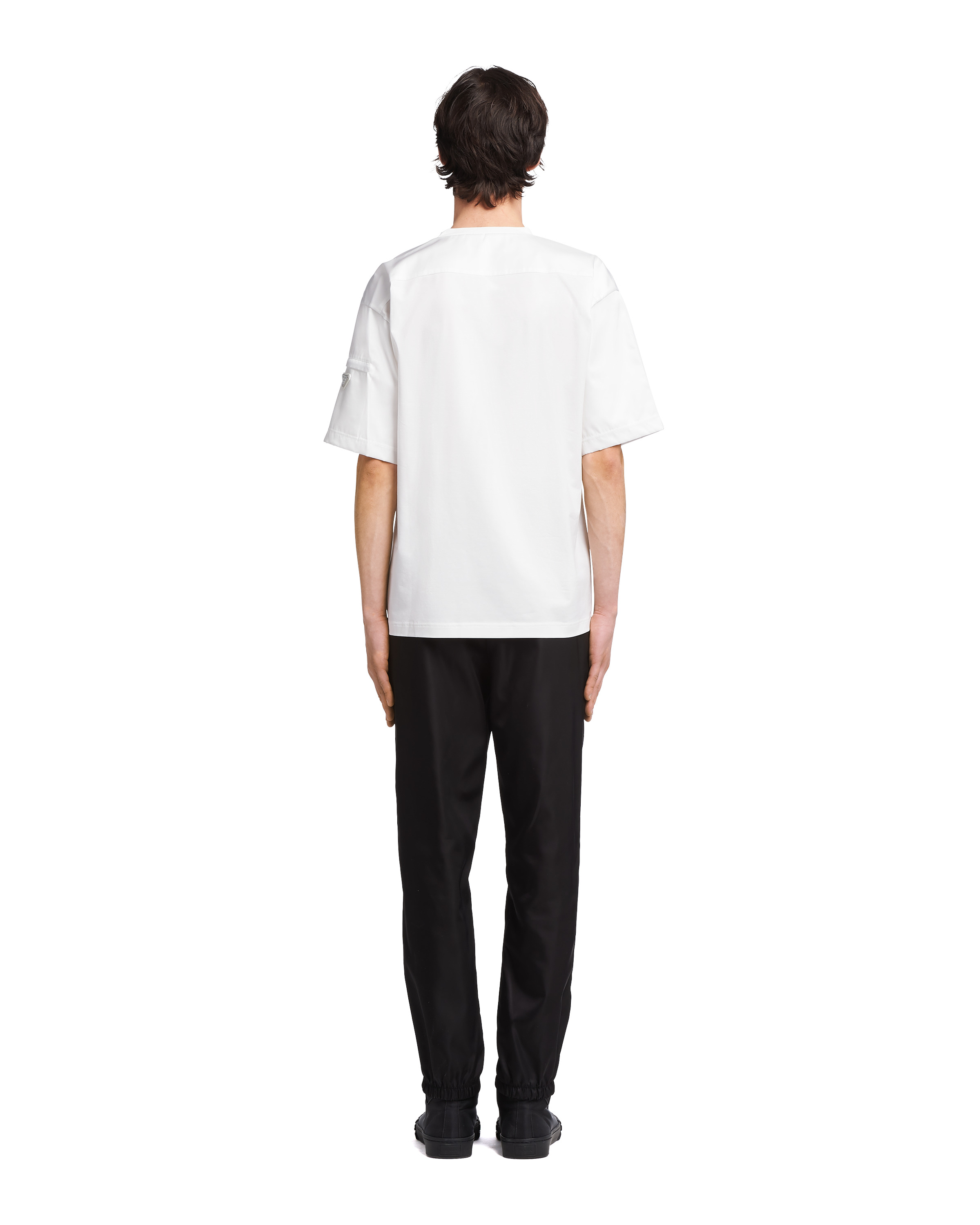 Stretch cotton T-shirt with Re-Nylon details - 4