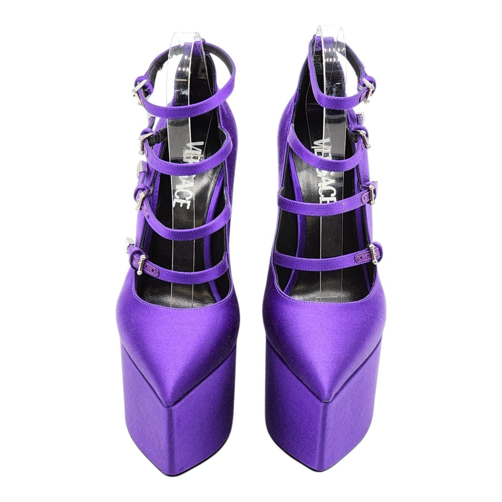 Versace Tempest Strappy Satin Platform Pumps in Purple EU 36.5 US 6 - 3