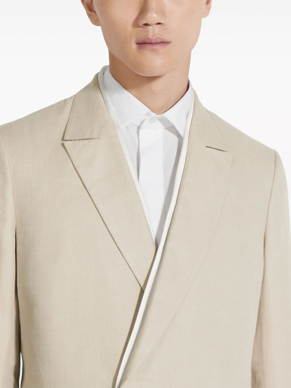 off-centre front linen blazer - 5