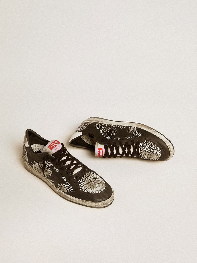 Golden Goose Men's Ball Star in elephant-print leather with black leather star outlook