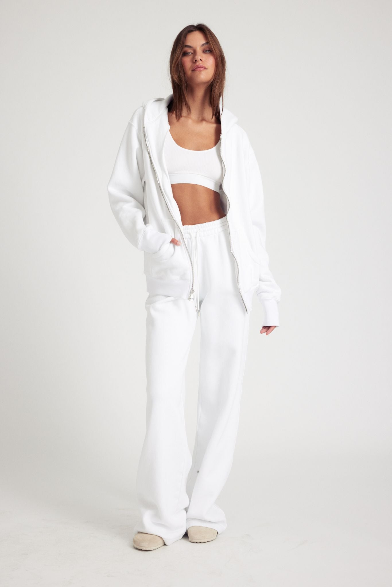 WHITE COTTON BAGGY SWEATPANTS - 4