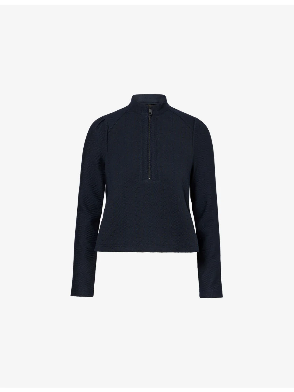 Jacquard Half-Zip Stretch-Woven Top - 1